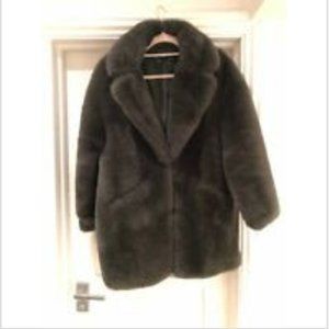 Zara green faux fur coat